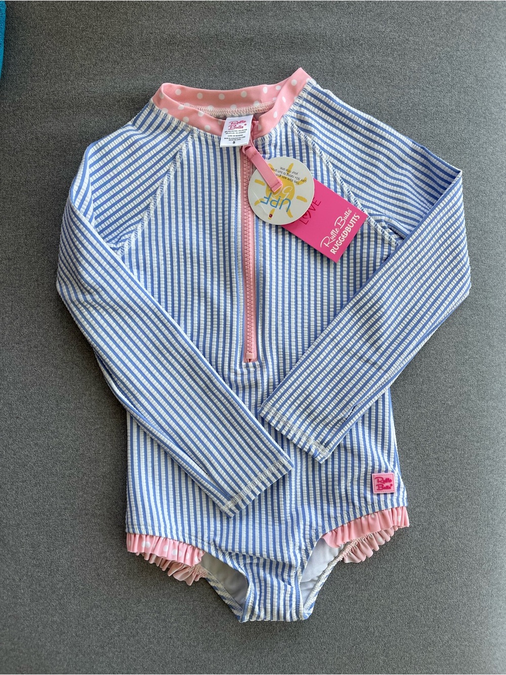 Ruffle Butts SPF Rash Guard Bathing Suit, Size 5